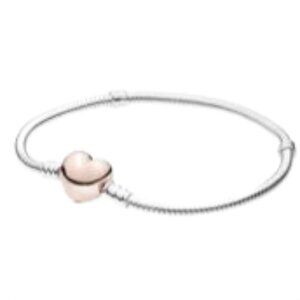 Silver Bracelet With PANDORA ROSE Heart Clasp